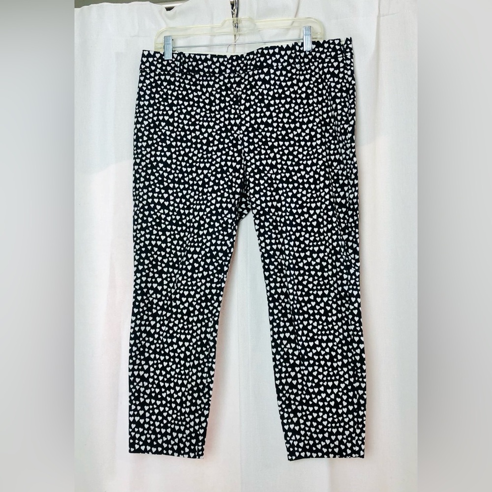 J Crew Mercantile Black White Winnie Heart Pants 14